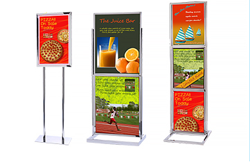 Single, double and triple poster boards with write-on board option